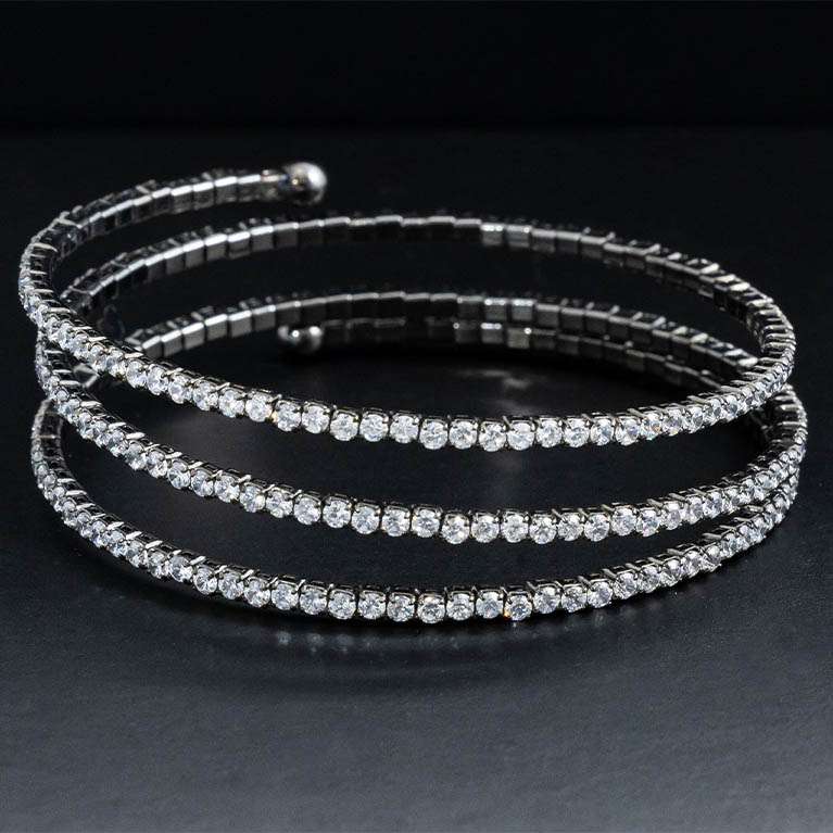 Bracciale fascia di zirconi - color argento