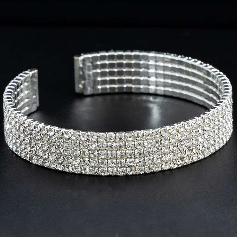 Bracciale rigido con zirconi - color argento