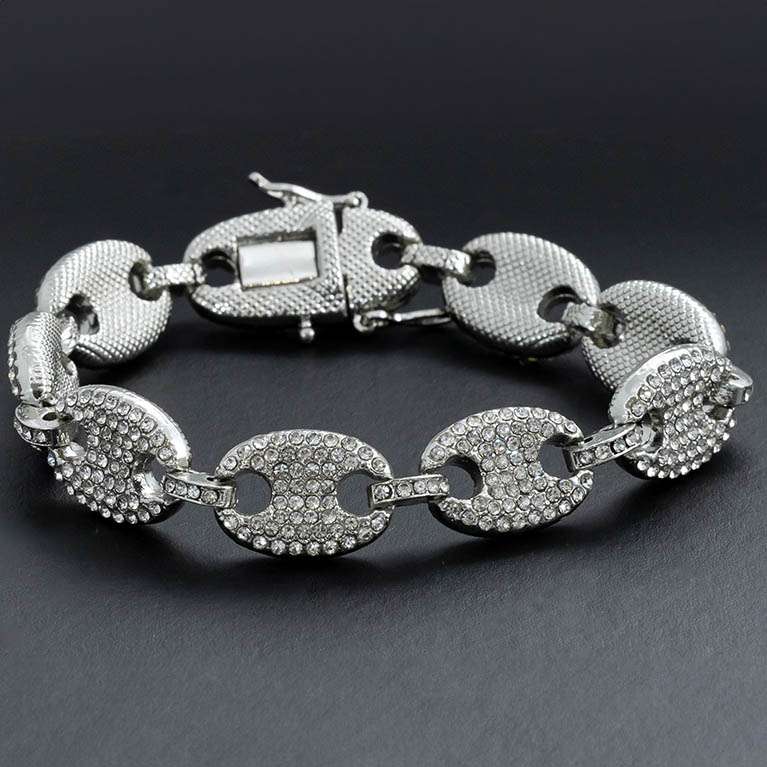 Bracciale maglia marina in acciaio e zirconi