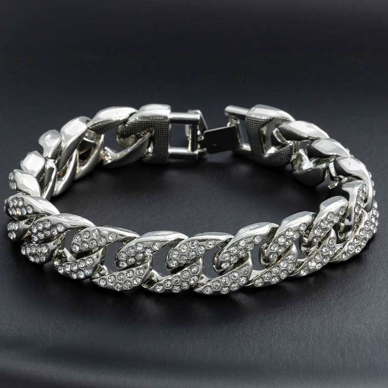 Bracciale maglia grumetta con zirconi