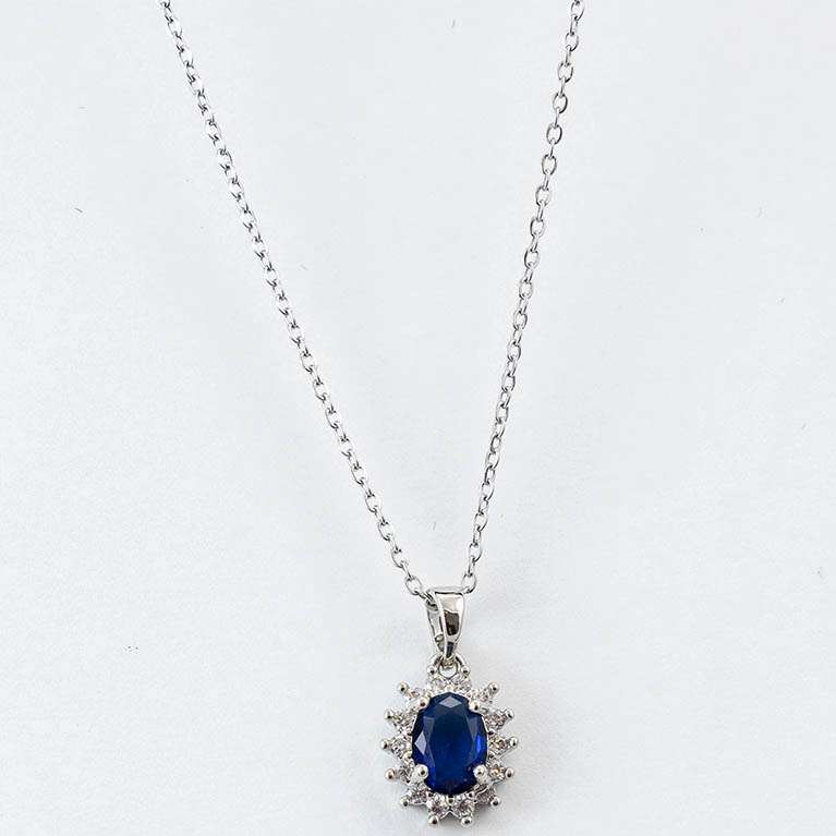 Catenina pendente zircone blu notte